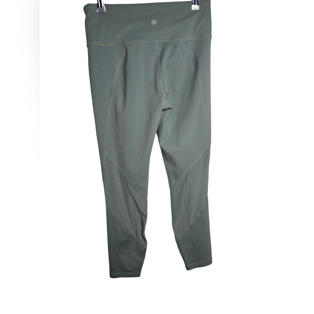 Athleta Eclipse 7/8 Leggings Green Women's Size Medium- Mesh Detail